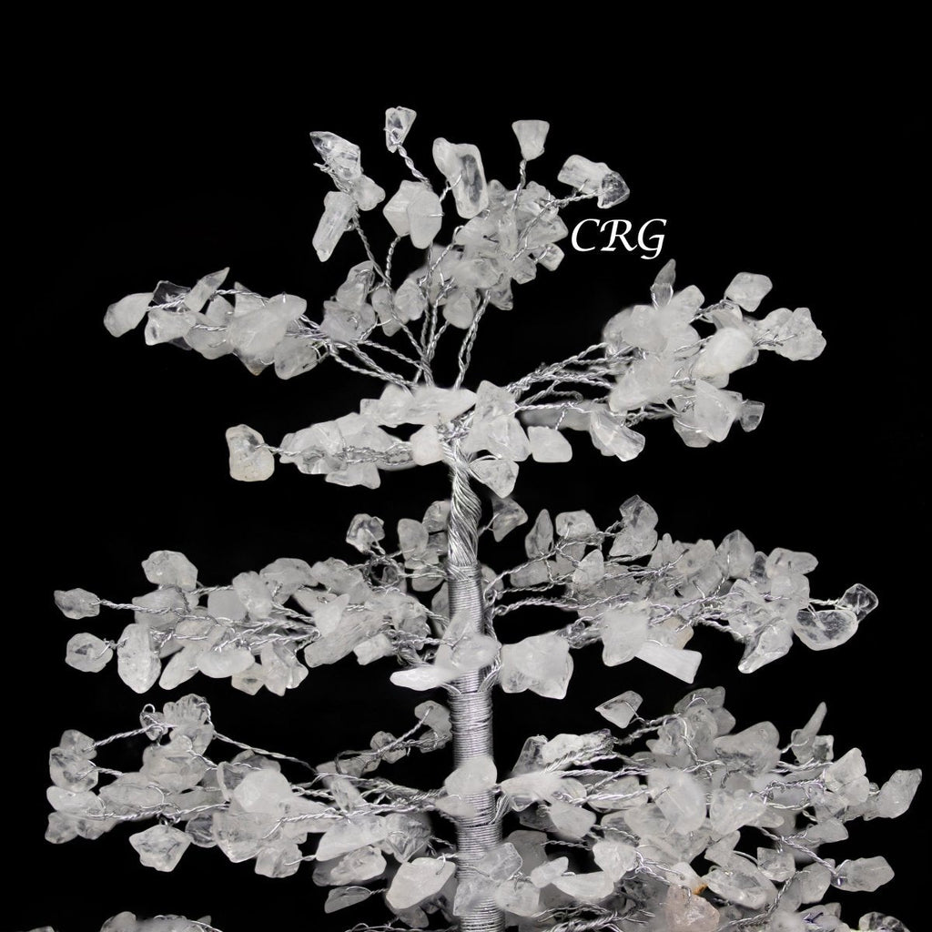 SET OF 4 -Clear Quartz - 500 Gemstone Chip Tree w/ Cluster Base - Silver Wire