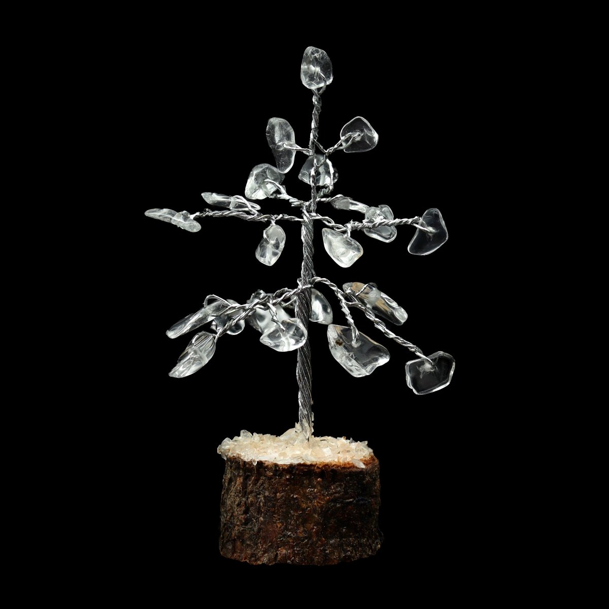 SET OF 4 - Clear Quartz Gemstone Chip Tree / 1-2" AVG