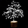 Crystal Quartz 100 Gemstone Chip Tree w/ Wood Base - Silver Wire - SET OF 4