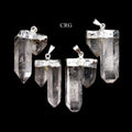 SET OF 4 - Crystal Quartz Double Point Pendant with Silver Plating / 1-2" AVG