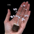SET OF 4 - Crystal Quartz Gemstone Chip Tree on Wood Base / 3-4" AVG