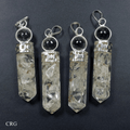 SET OF 4 - Crystal Quartz Orgonite Point Pendant with Crystal Ball / 1.5" AVG