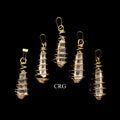 Crystal Quartz Point Pendant in Gold Wire Spiral Cage 1 Inch (4 Pieces)