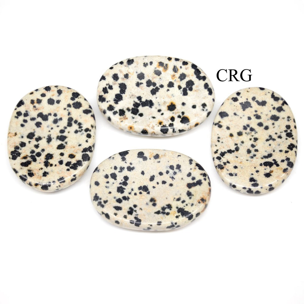 SET OF 4 - Dalmatian Jasper Worry Stone with Thumb Indent / 1" AVG
