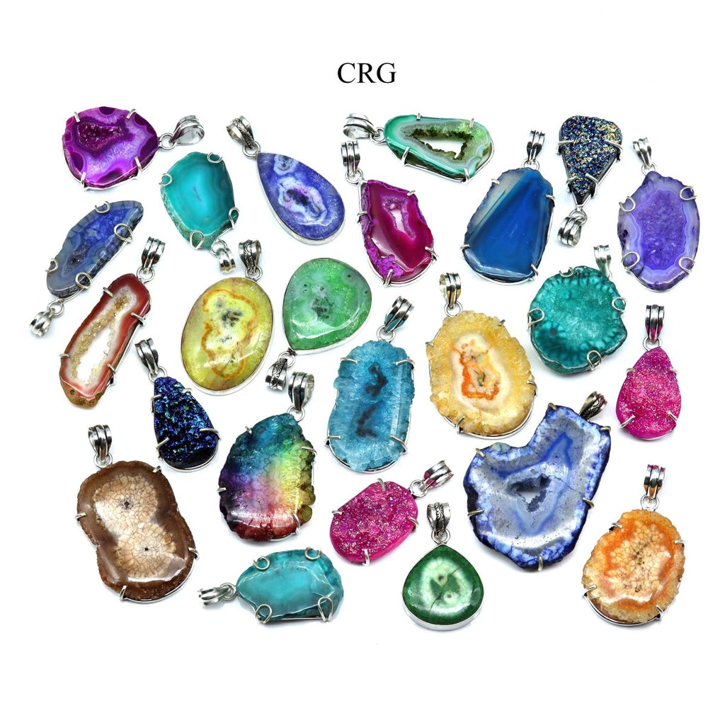 SET OF 4 - Exclusive Assorted Colorful Stalactite and Druzy Pendants / 1-1.5” AVG