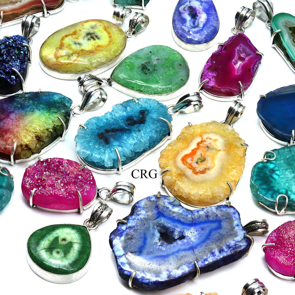 SET OF 4 - Exclusive Assorted Colorful Stalactite and Druzy Pendants / 1-1.5” AVG