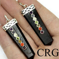 SET OF 4 - Flat Black Tourmaline Point Pendant with 7 Stone Overlay / 1.5" AVG