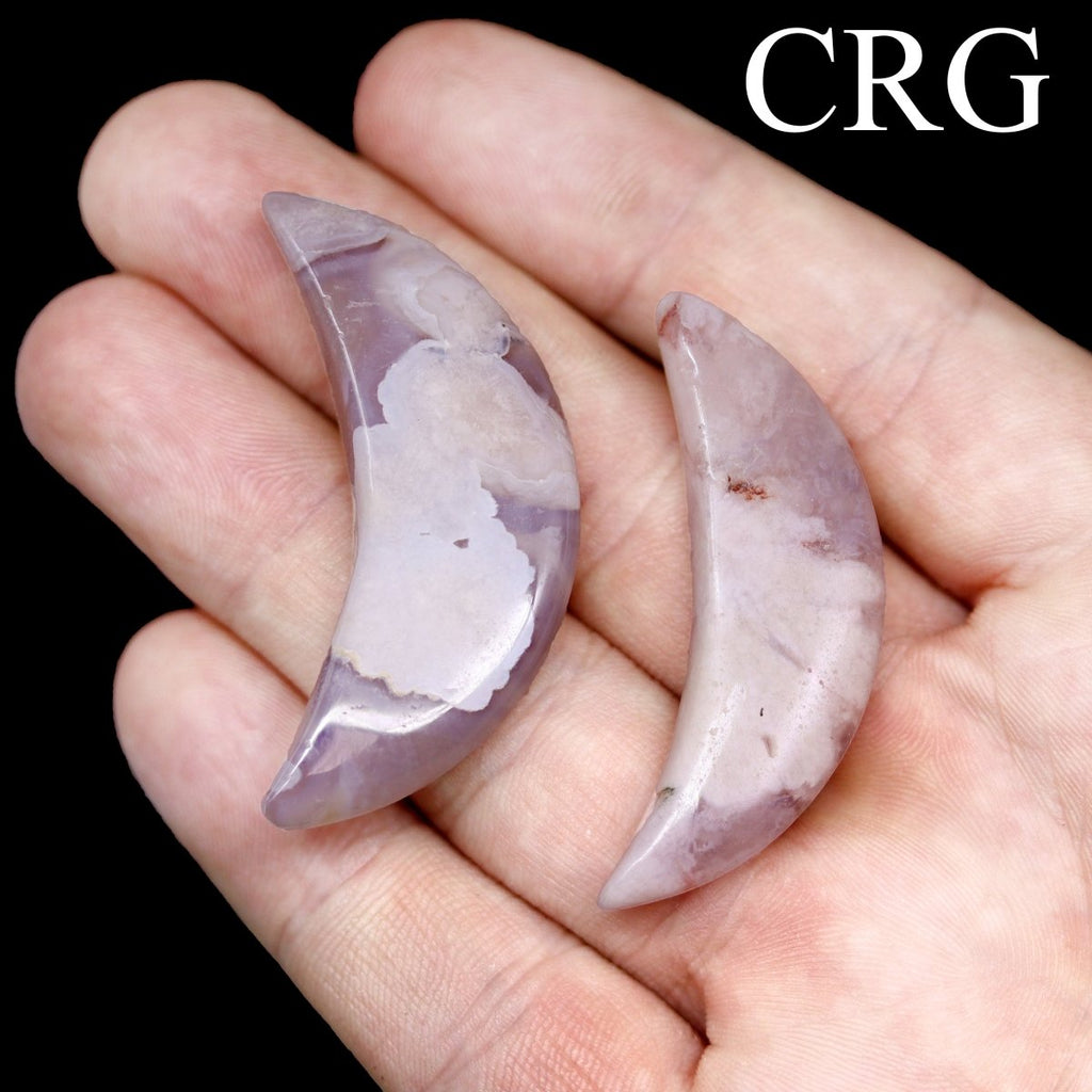 SET OF 4 - Flower Agate Moon / 2" AVG