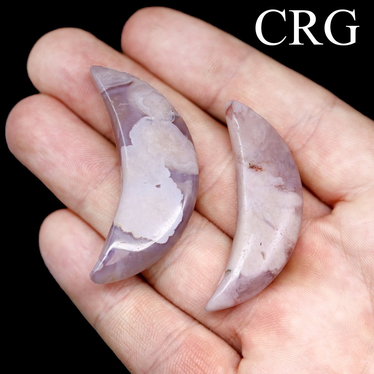 SET OF 4 - Flower Agate Moon / 2" AVG
