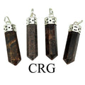 SET OF 4 - Garnet Point Pendant with Silver Cap / 1.5" AVG
