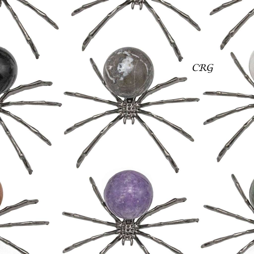 Set of 4 - Gemstone Black Widow Spiders