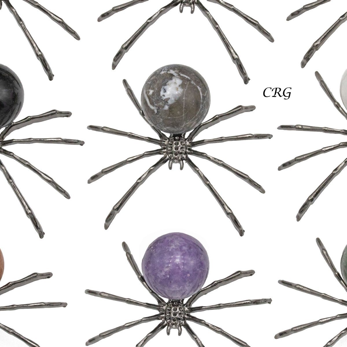 Set of 4 - Gemstone Black Widow Spiders