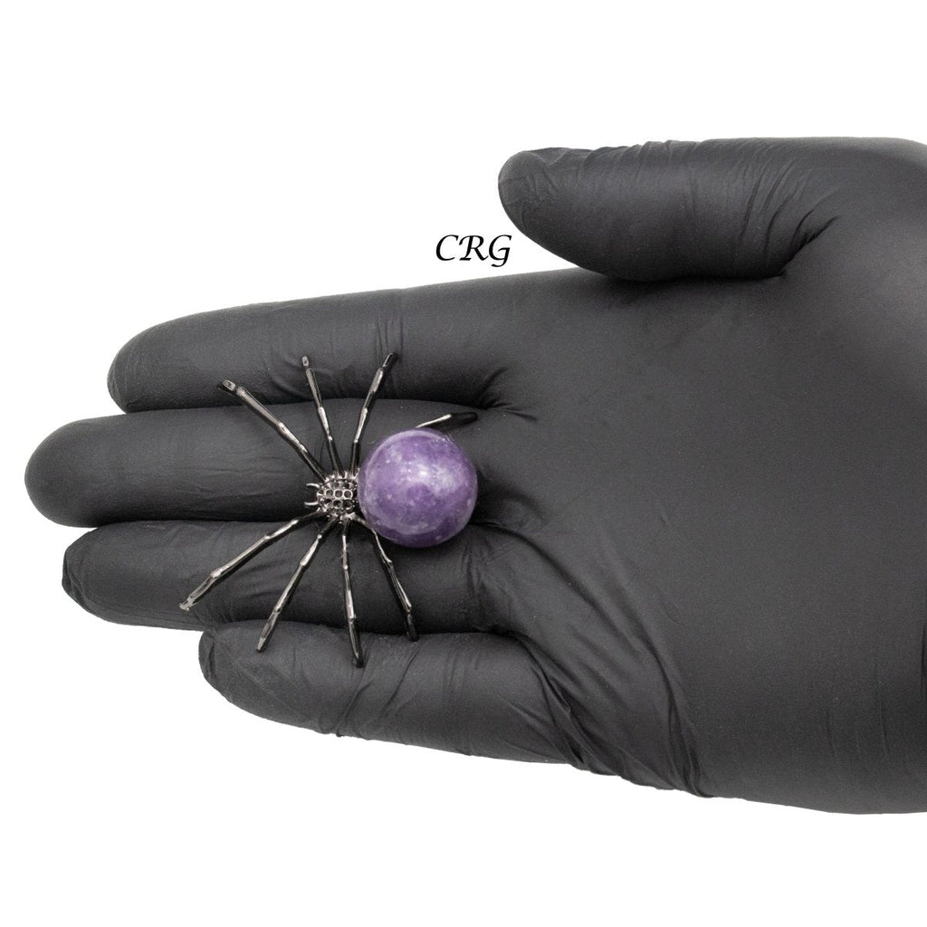 Set of 4 - Gemstone Black Widow Spiders