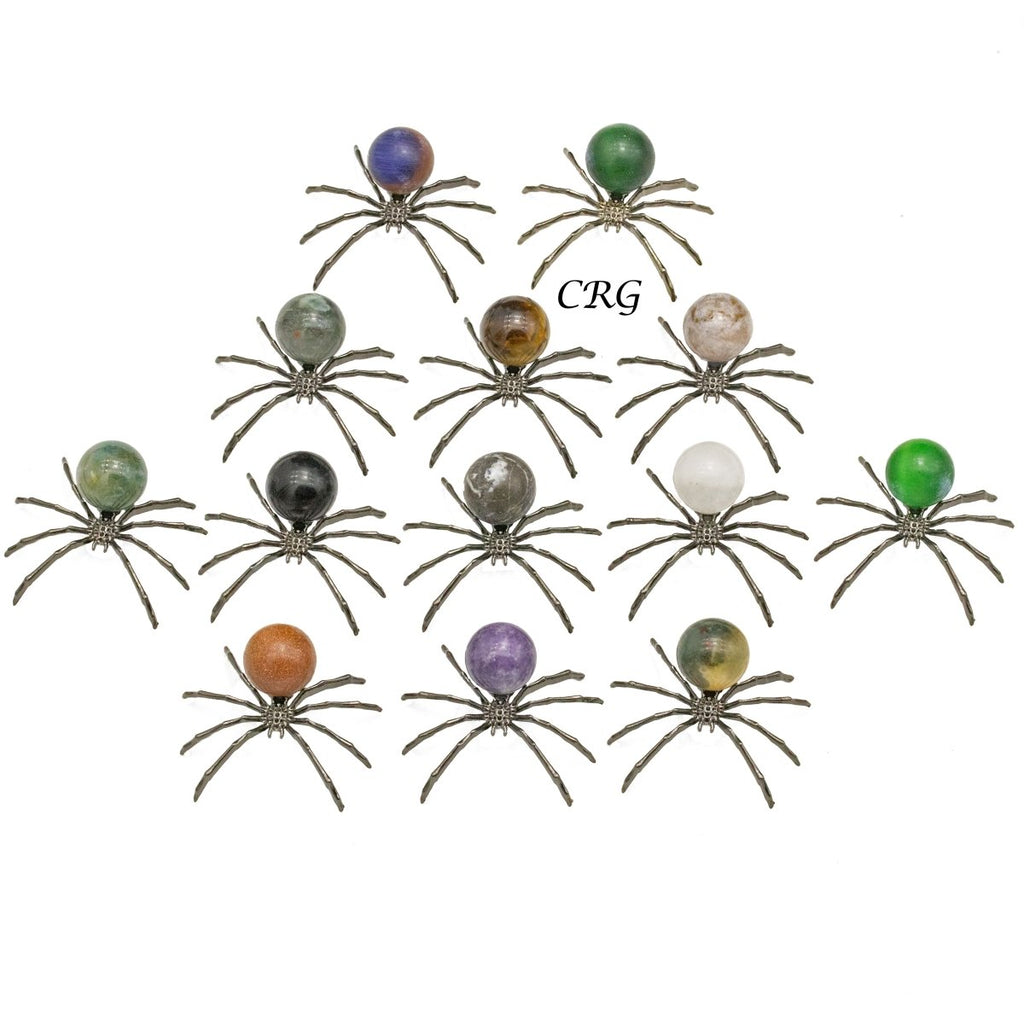 Set of 4 - Gemstone Black Widow Spiders