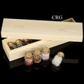 SET OF 4 - Gemstone Chip Bottle Set in Wood Box / 1" AVG