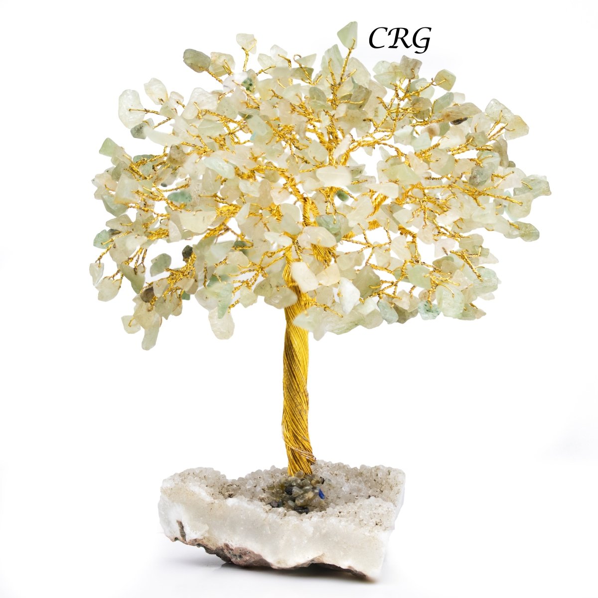 SET OF 4 -Green Aventurine - 500 Gemstone Chip Tree w/ Cluster Base - Gold Wire