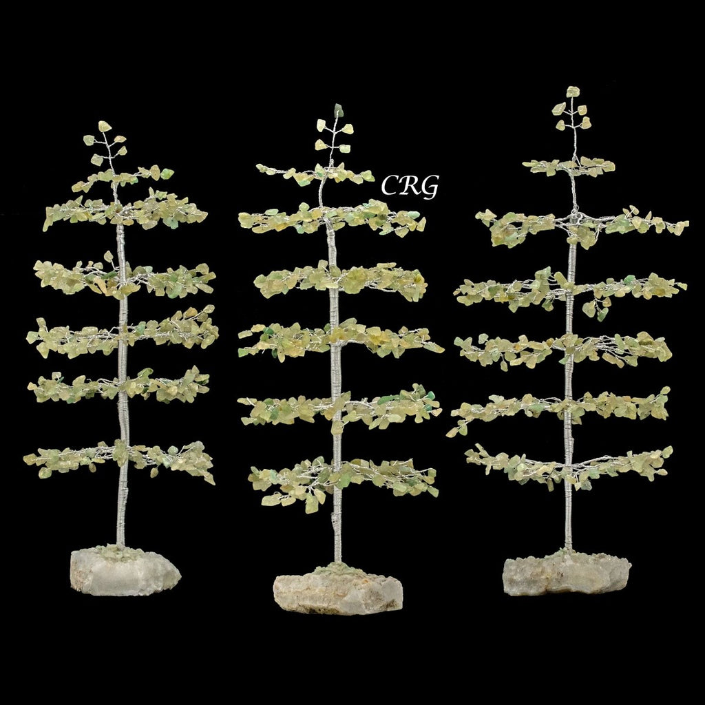 SET OF 4 -Green Aventurine - 500 Gemstone Chip Tree w/ Cluster Base - Silver Wire