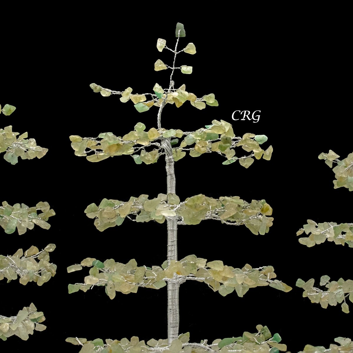 SET OF 4 -Green Aventurine - 500 Gemstone Chip Tree w/ Cluster Base - Silver Wire
