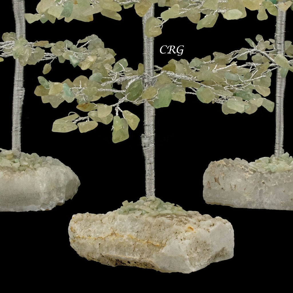 SET OF 4 -Green Aventurine - 500 Gemstone Chip Tree w/ Cluster Base - Silver Wire