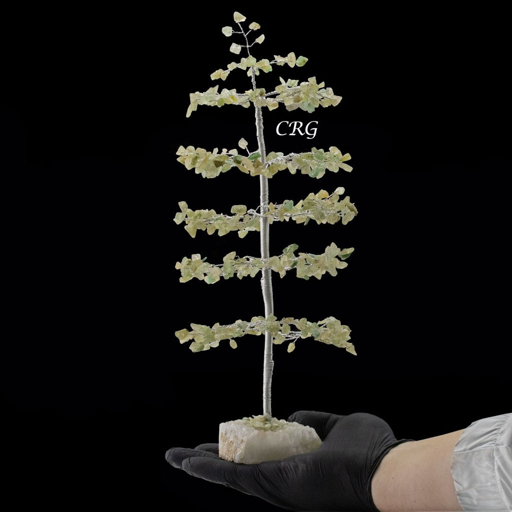 SET OF 4 -Green Aventurine - 500 Gemstone Chip Tree w/ Cluster Base - Silver Wire