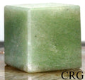 SET OF 4 - Green Aventurine Gemstone Cubes / 30-40mm AVG