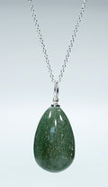 Green Aventurine Teardrop Pendant w/ Silver Bail - 1" - SET OF 4 (INJD)