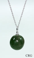 SET OF 4 - Green Aventurine Tumbled Pendant with Silver Bail / 1" AVG