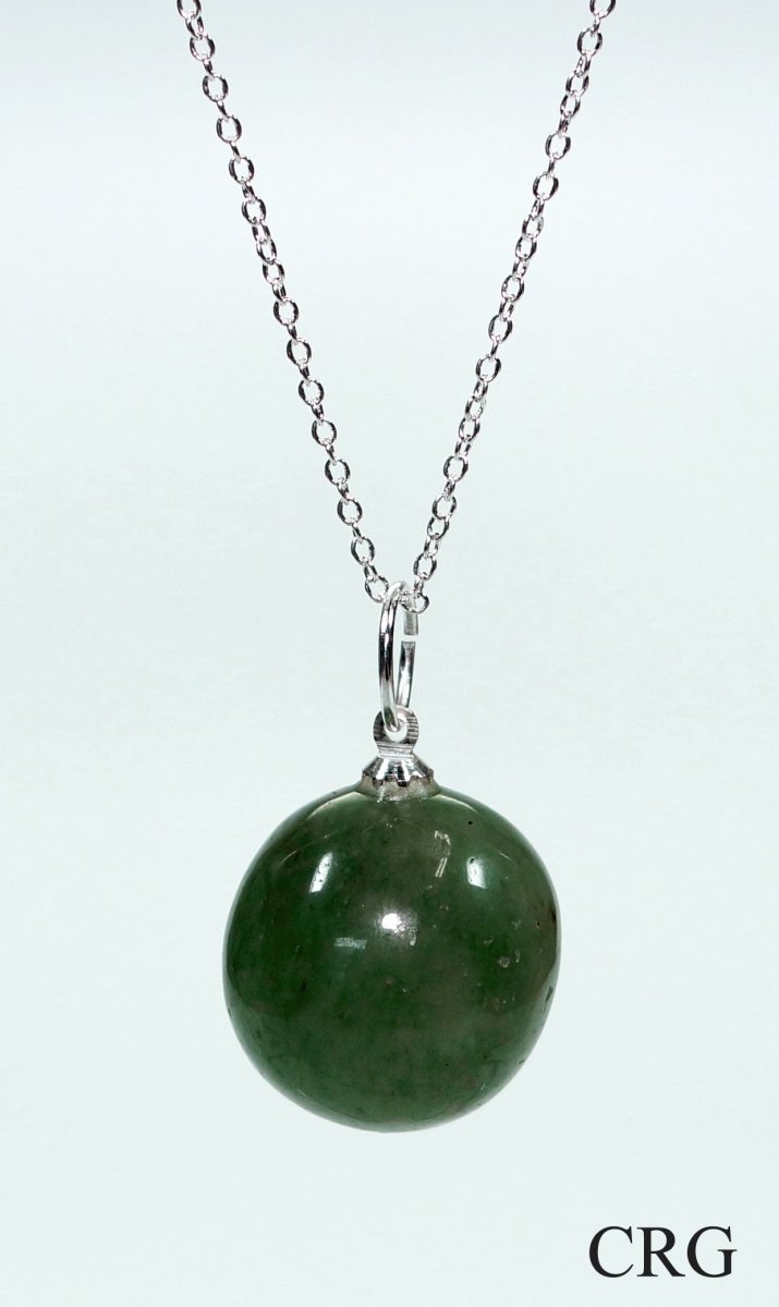 SET OF 4 - Green Aventurine Tumbled Pendant with Silver Bail / 1" AVG