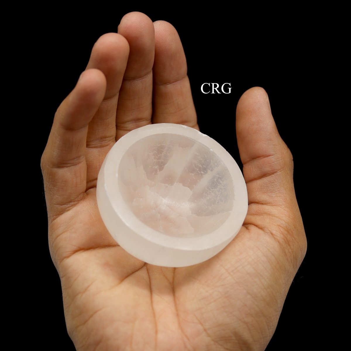 SET OF 4 - Hand-Carved Selenite Round Bowl / 50-60mm AVG