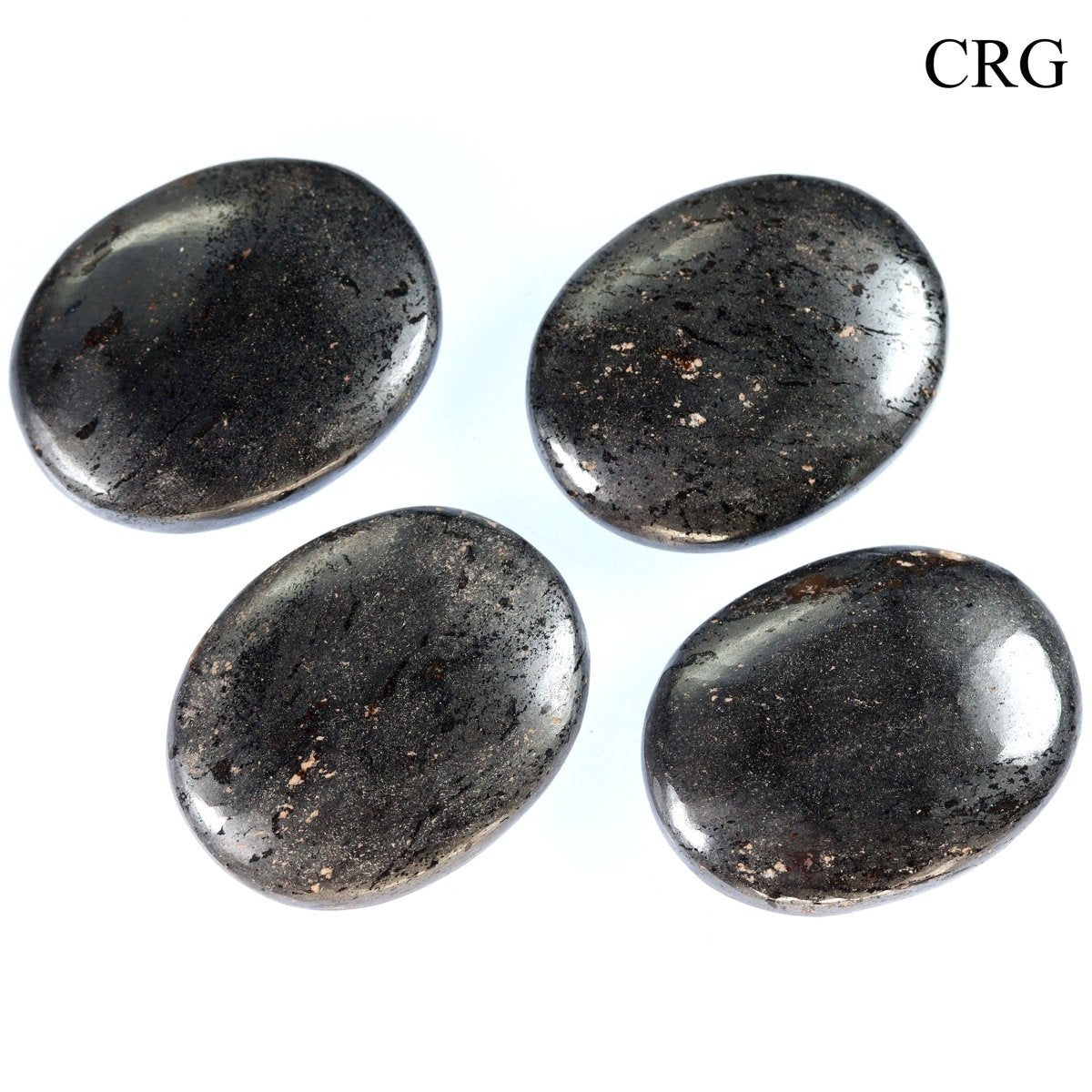 SET OF 4 - Hematite Palm Stone / 50mm AVG