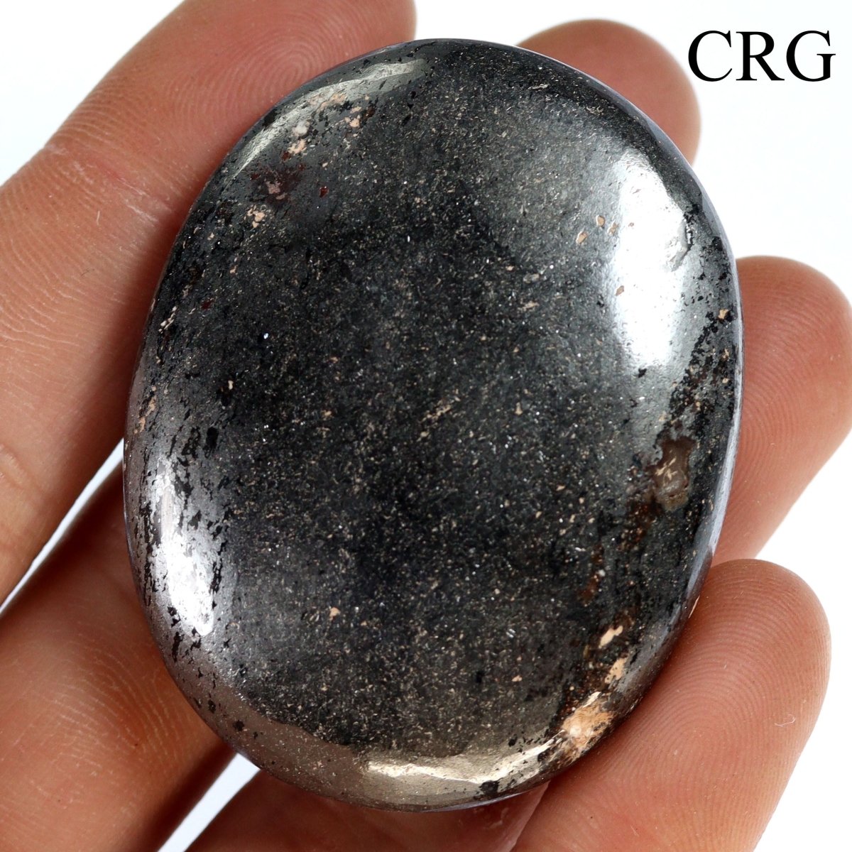 SET OF 4 - Hematite Palm Stone / 50mm AVG