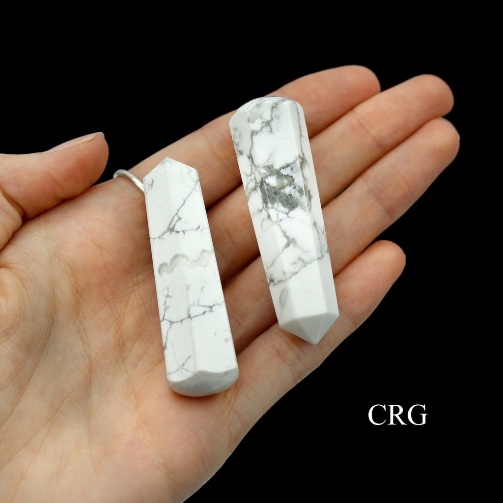 SET OF 4 - Howlite Wands with Smooth Round Ends / 2" AVG