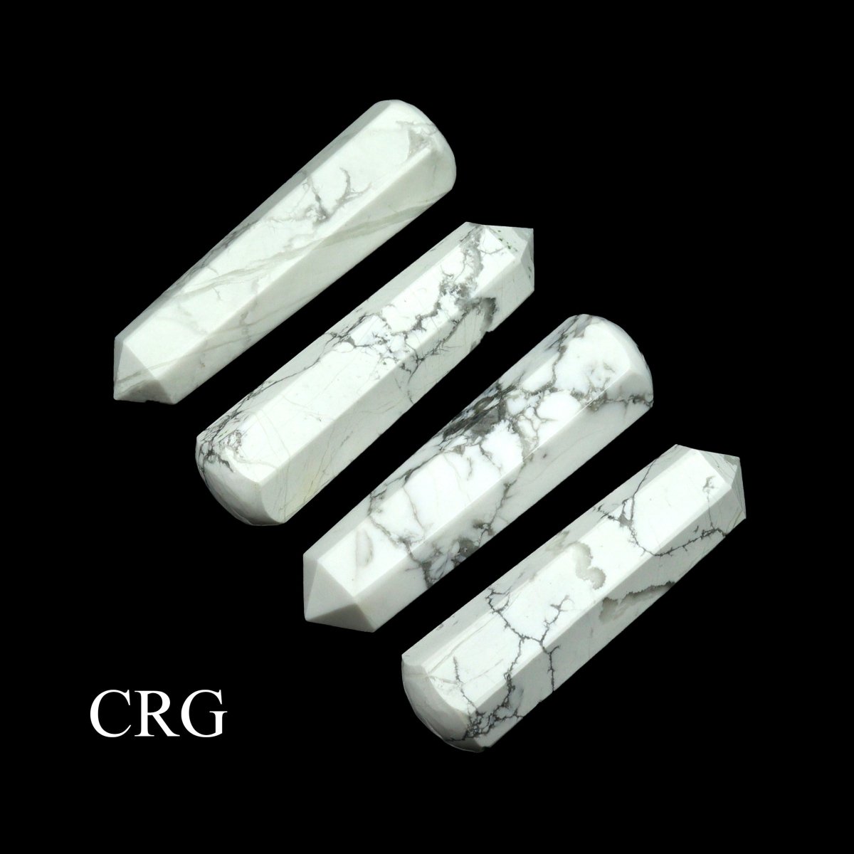 SET OF 4 - Howlite Wands with Smooth Round Ends / 2" AVG