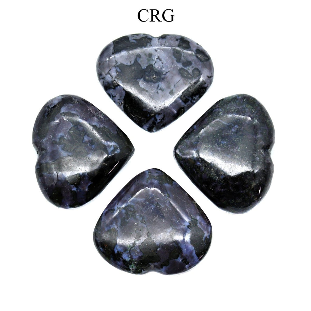 SET OF 4 - Indigo Gabbro Gemstone Puffy Hearts / 2-4" AVG