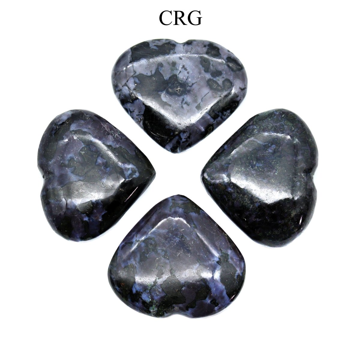 SET OF 4 - Indigo Gabbro Gemstone Puffy Hearts / 2-4" AVG