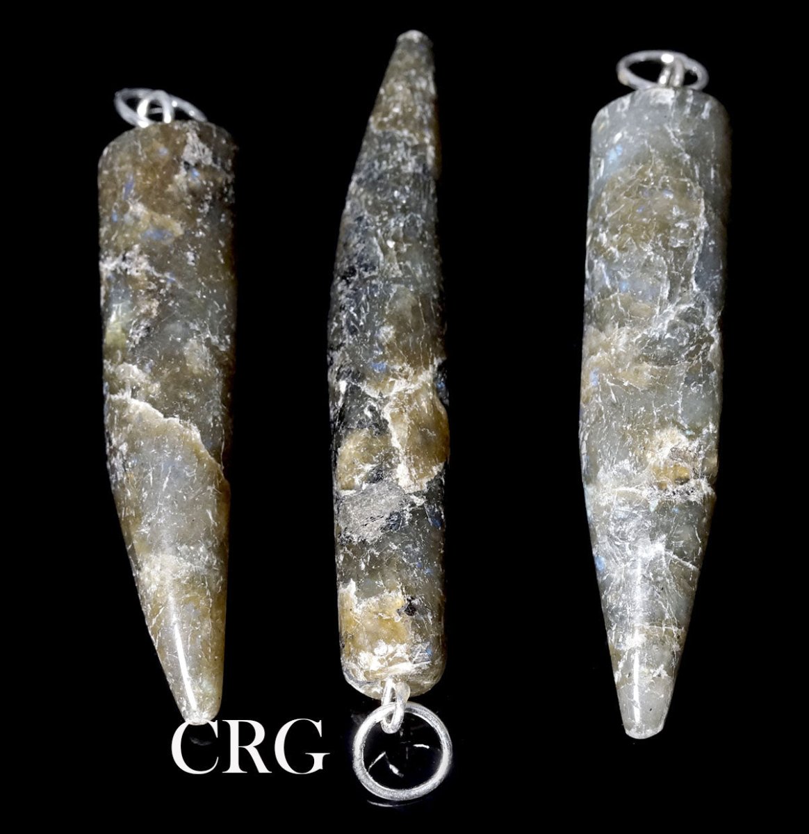 Labradorite Horn Pendant with Silver Plated Bail (2 Inches) (4 Pieces) (INJD)