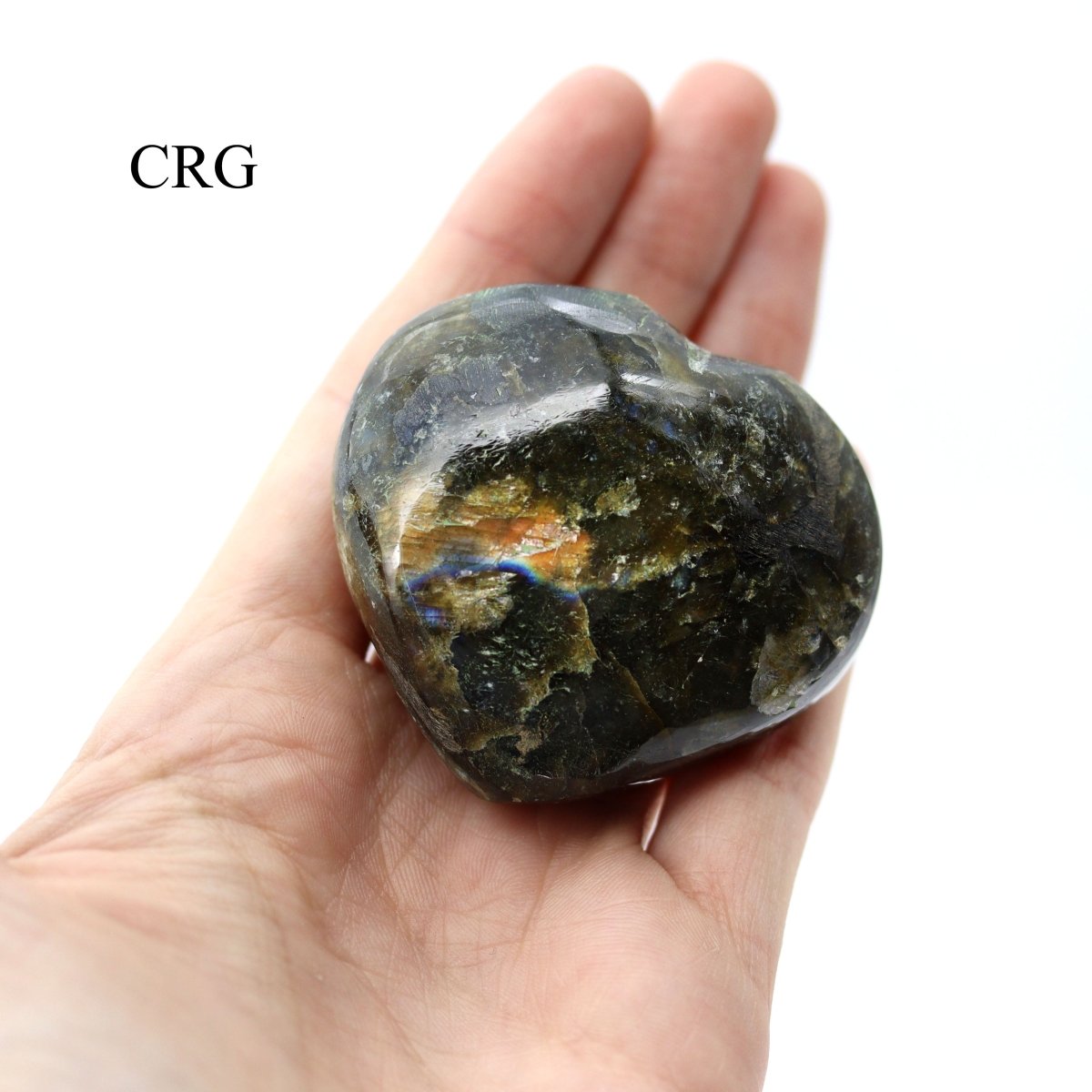 SET OF 4 - Labradorite Puffy Gemstone Hearts / 2-4" AVG