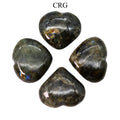SET OF 4 - Labradorite Puffy Gemstone Hearts / 2-4" AVG