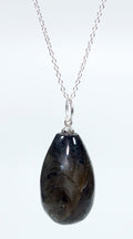 SET OF 4 - Labradorite Teardrop Pendant w/ Silver Bail / 1" Avg