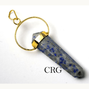 SET OF 4 - Lapis Double Terminated Point Pendant w/ Gold Plating / 1" Avg