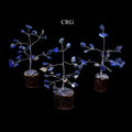 SET OF 4 - Lapis Gemstone Chip Tree on Wood Base / 3-4" AVG
