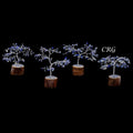 SET OF 4 -Lapis Lazuli - 100 Gemstone Chip Tree w/ Wood Base - Silver Wire