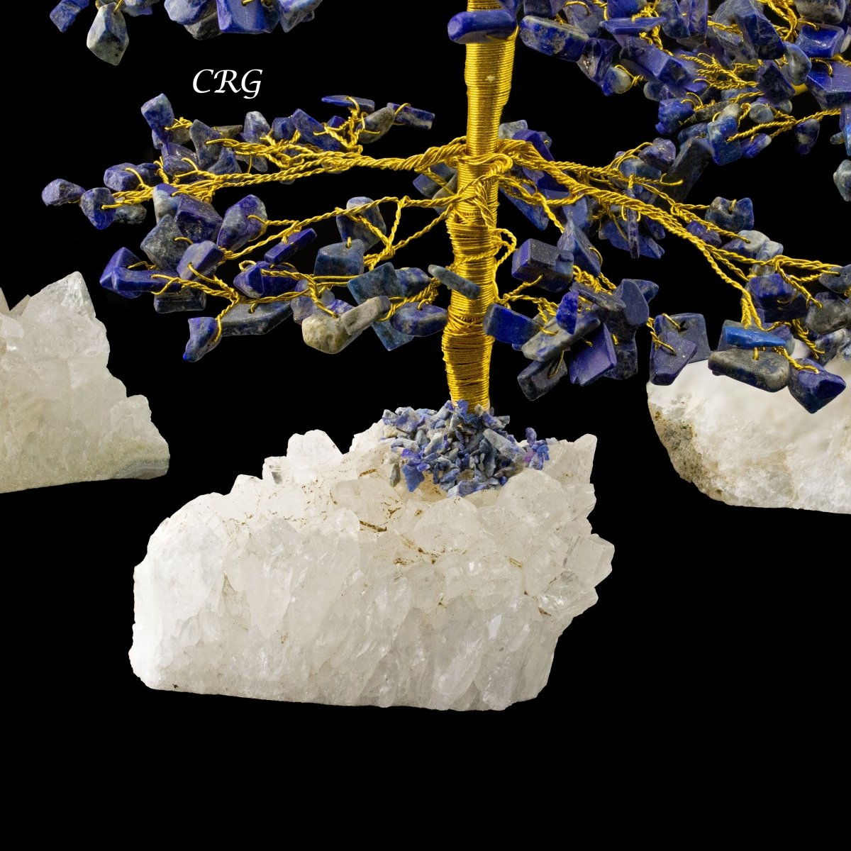 SET OF 4 -Lapis Lazuli - 500 Gemstone Chip Tree w/ Cluster Base - Gold Wire