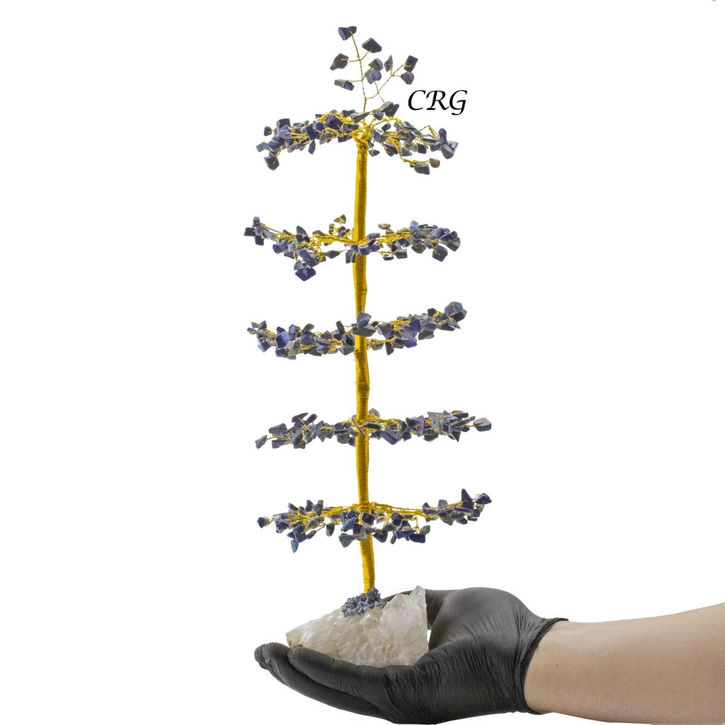 SET OF 4 -Lapis Lazuli - 500 Gemstone Chip Tree w/ Cluster Base - Gold Wire