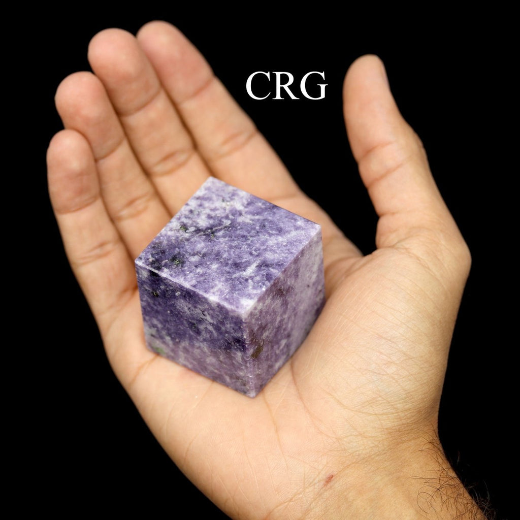 SET OF 4 - Lepidolite Gemstone Cubes / 40-45mm AVG