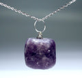 SET OF 4 - Lepidolite Tumbled Pendant with Silver Plated Bail / 1" AVG