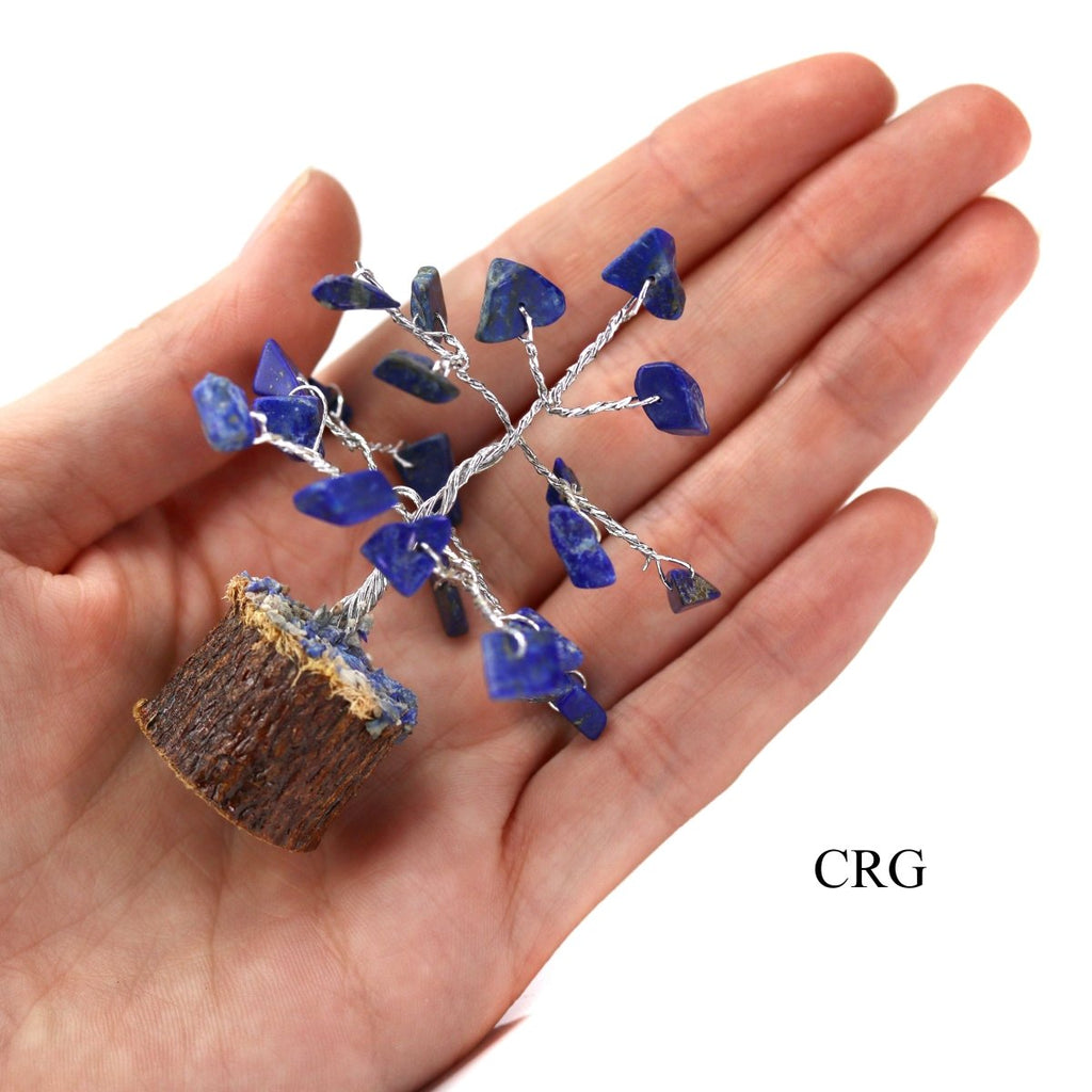 SET OF 4 - Mini Lapis Gemstone Chip Tree / 1-2" AVG