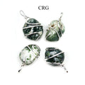 SET OF 4 - Mixed Tumbled Tree & Moss Agate Pendants with Silver Wire / 1" AVG