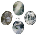 SET OF 4 - Moss Agate Worry Stones w/ Thumb Indent / 1" Avg