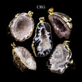 SET OF 4 - Oco Geode Half Pendants with Gold Plating / 1-2" AVG